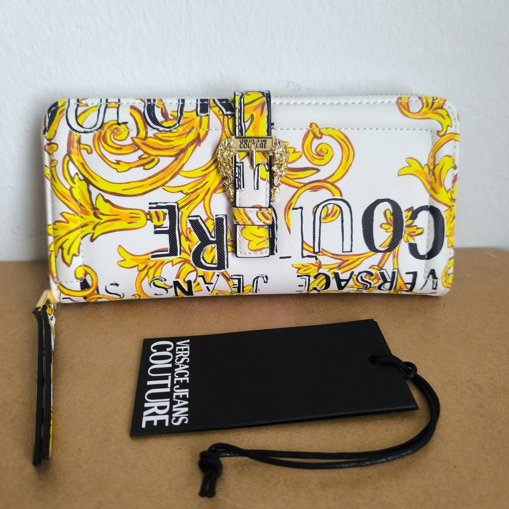 Versace Jeans Couture White and Yellow Wallet